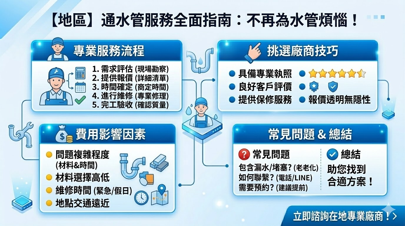 通水管服務提供專業的水管維修與保養，幫助您快速解決水管漏水、堵塞等問題。無論是家庭住宅還是商業場所，專業的通水管廠商能夠提供即時修復、維護方案，保證高效且可靠的服務。選擇合適的廠商，可以讓您節省費用並提高水管系統的長期效能